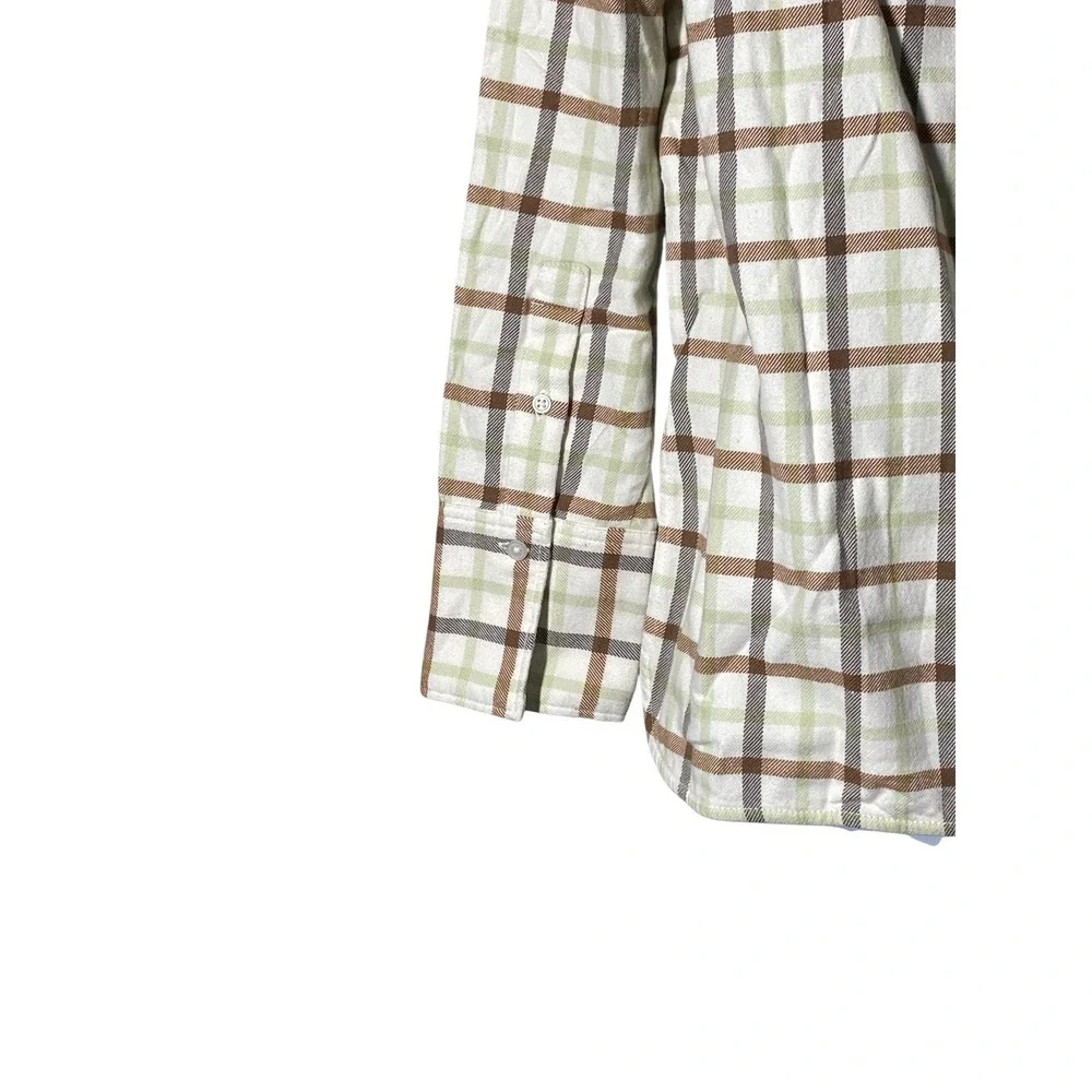 Everlane Womens Relaxed Cotton Flannel Plaid Button Down Shirt‎ S Brown Green